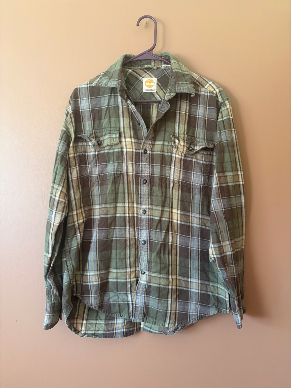 Timberland Plaid Flannel Button-Up Shirt — Men's M